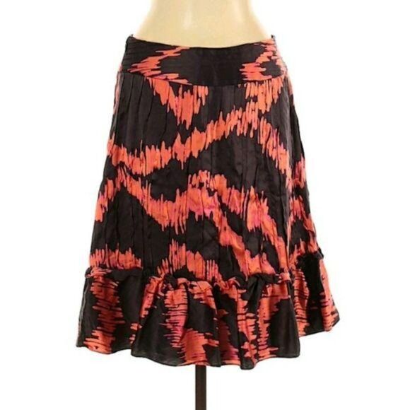 Etcetera Silk Lightening Ruffled Flounce Hem Pintuck Cumberbun Skirt Sz 8 - Picture 2 of 10